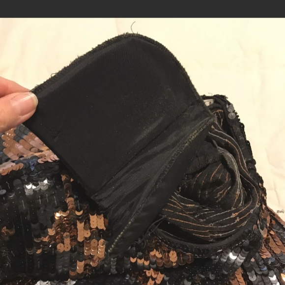 Vintage ARGENTI Silk Cocktail Dress Pink/Black Sequin Houndstooth pattern, sz 12 - Picture 4 of 5